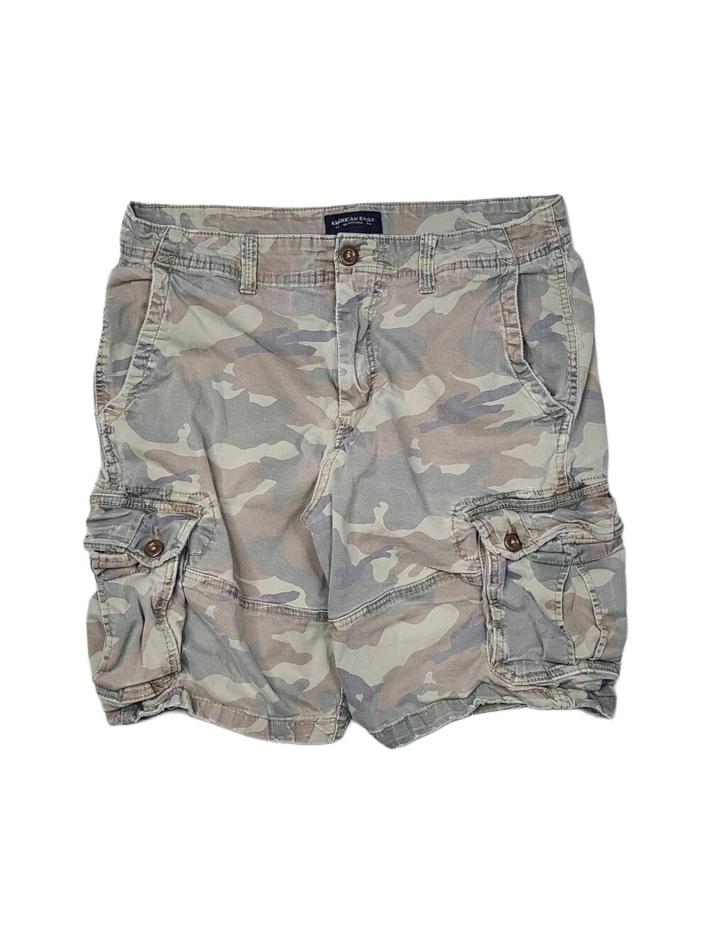 American Eagle Cargo Shorts Mens 36 Green Camouflage Extreme Flex Stretch Camo